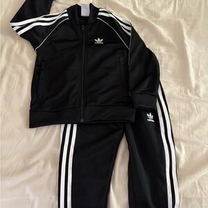 NWOT Adidas Kids Black Joggers with White Stripes